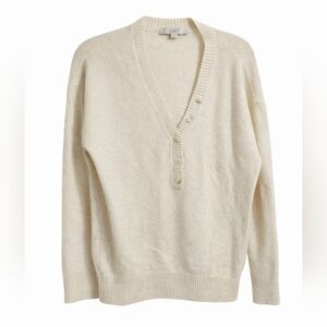 LOFT Cream Henley Button Knit Sweater – Size Medium